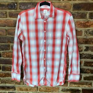 J. Crew Red Plaid Boyfriend Long Sleeve Button Up Shirt Women's Size XS
